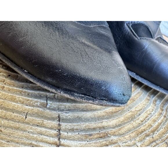 John Fluevog Slash Angular Ankle Bootie Black Leather Women’s 6.5 Point Toe Mesh - Picture 11 of 11